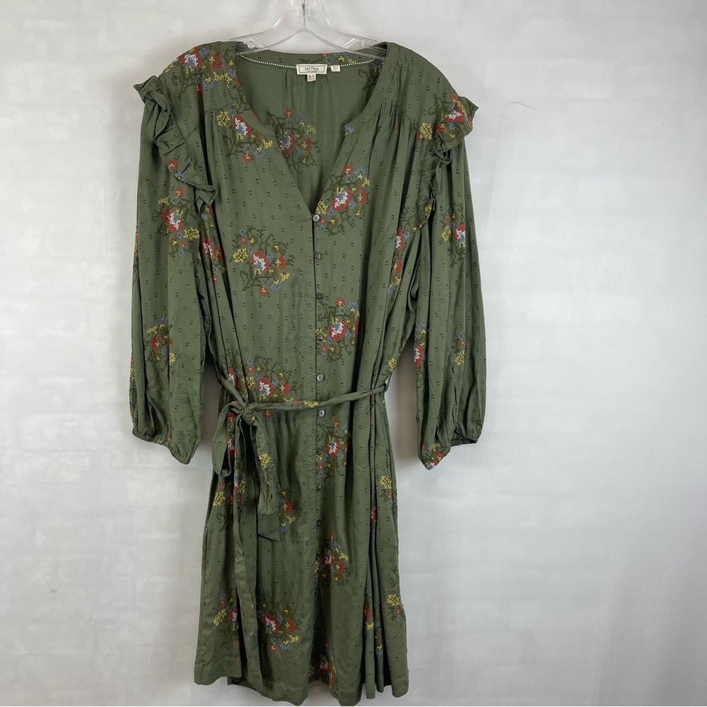 FatFace Green Floral Ruffle Midi Dress‎ Size 16 (UK 20)